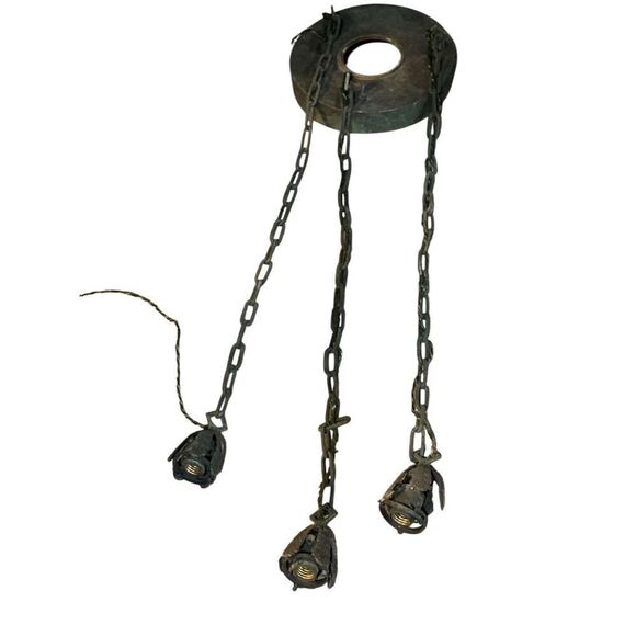 Antique Medieval Style Distressed Metal Chain Gothic Light Pendant to Restore - Picture 1 of 7
